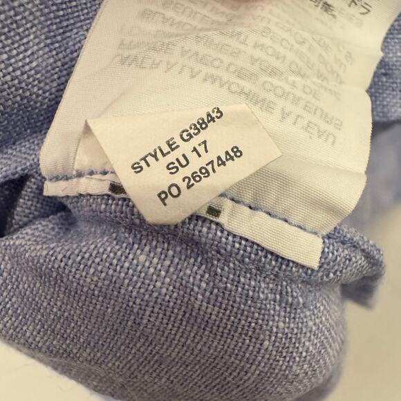 J. Crew Baird McNutt Irish Linen Light Blue Short Sleeve Blouse Size 10 - Picture 11 of 14